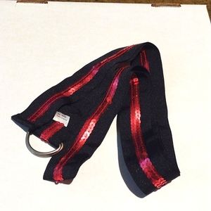 Black ribbon belt with red sequins size 24